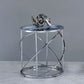 Lyda - End Table - Blue Marble Print & Chrome