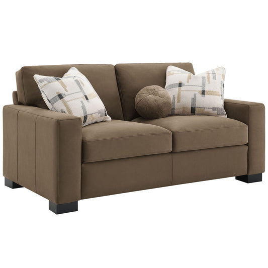 Darya - Loveseat With 3 Pillows - Brown Suede Fabric