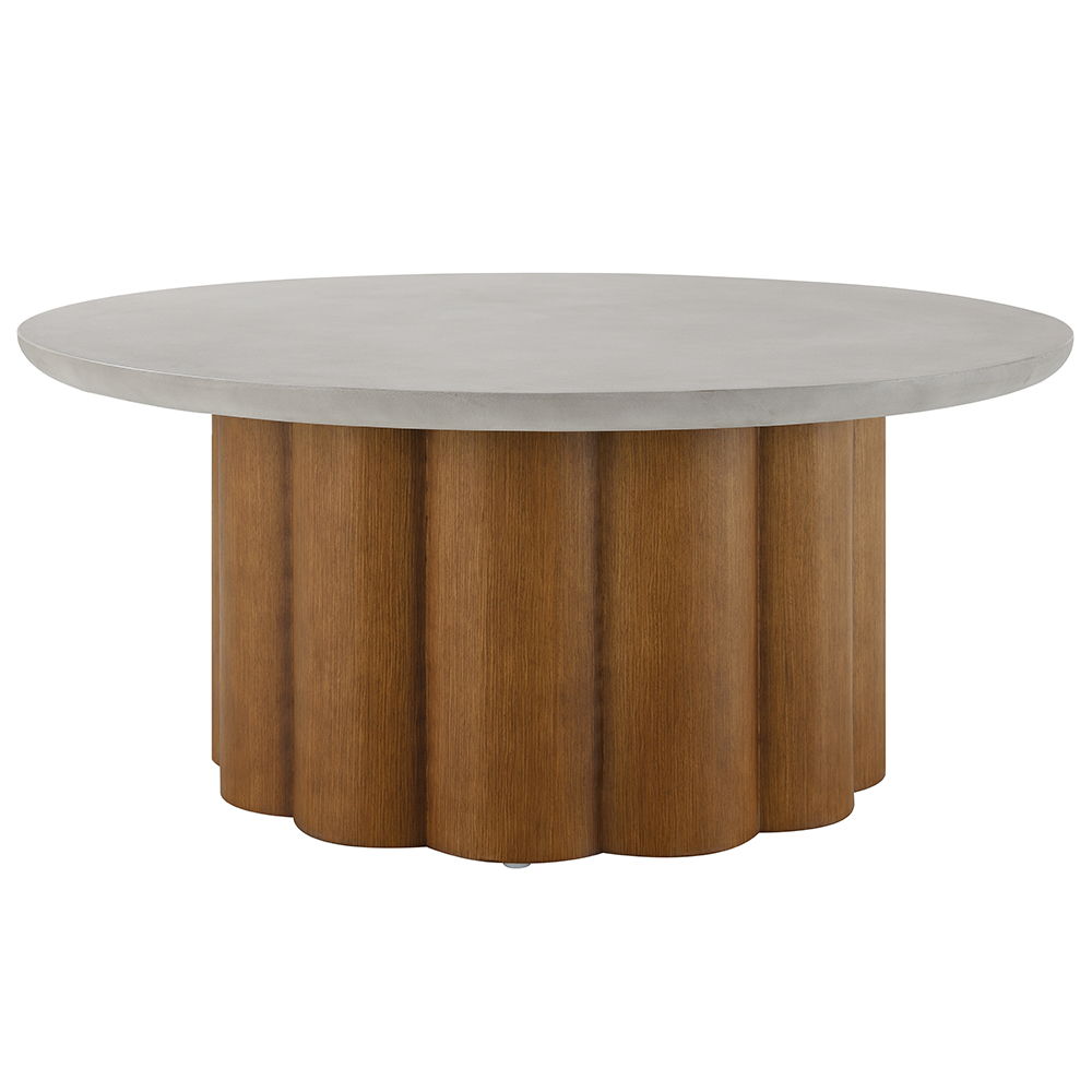 Evelyn - Coffee Table - Faux Concrete Top & Walnut  Finish