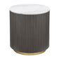 Jason - Round Marble Top Side End Table - White And Charcoal