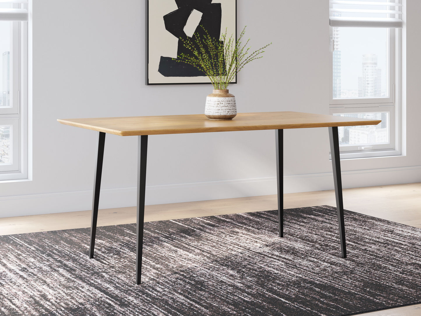 Gretlynn - Black / Natural - Rectangular Dining Room Table