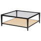 Amherst - Glass Top Metal with Cane Shelf Coffee Table - Black