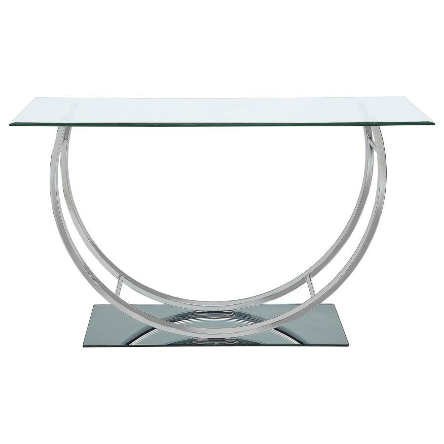 Danville - U-Shaped Glass Top Entryway Console Table - Chrome