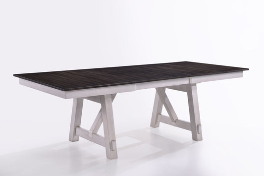 Maisie - Dining Table Top & Base - White / Dark Brown