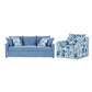 Sylvie - 2 Piece Living Room Set (Sofa & Swivel Chair) - Blue And White Print