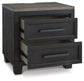 Foyland - Black / Brown - Two Drawer Night Stand