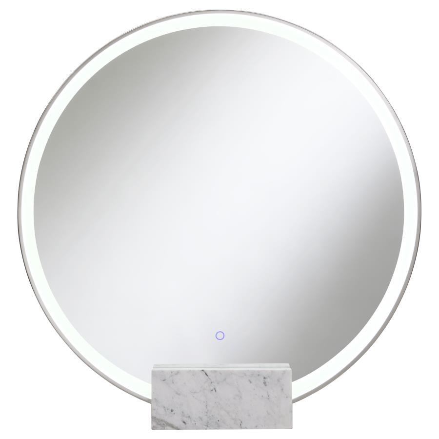 Jocelyn - Round LED Vanity Mirror White Marble Base