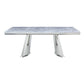 Destry Dining Table - Faux Marble Top & Mirrored Silver Finish