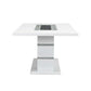 Elizaveta - Dining Table - Gray Velvet, Faux Crystal Diamonds &White High Gloss Finish