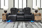 Center Point - Black - Rec Sofa W/Drop Down Table