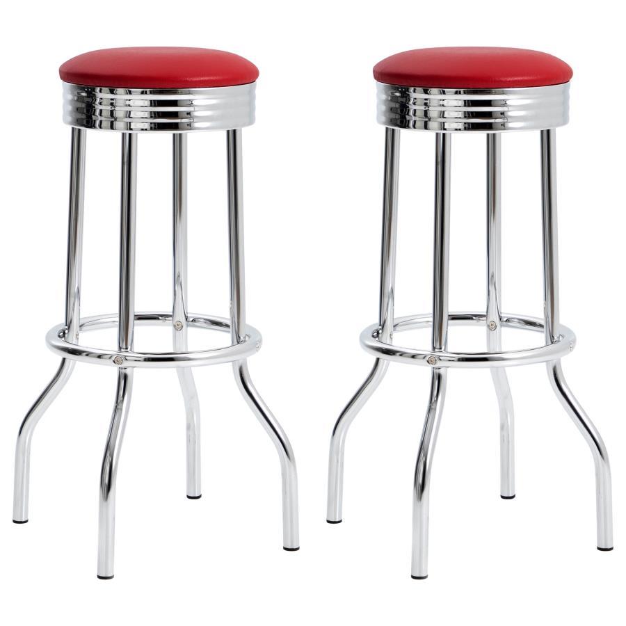 Retro - Upholstered Metal Swivel Bar Stool (Set of 2)