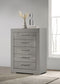 Ives - 5-Drawer Bedroom Chest Of Drawers - Gray High Gloss