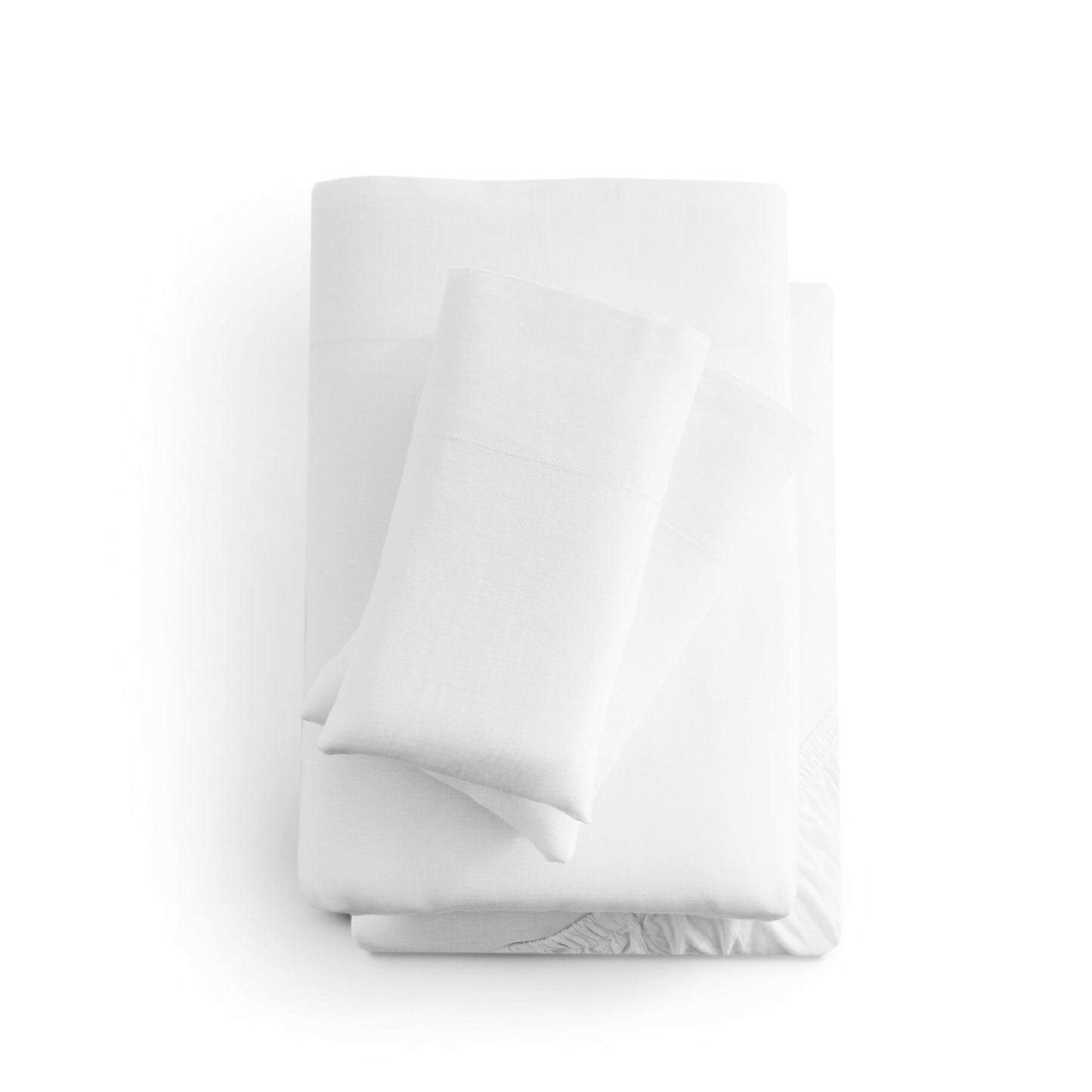 Linen-Weave Cotton Queen Sheet Set - White