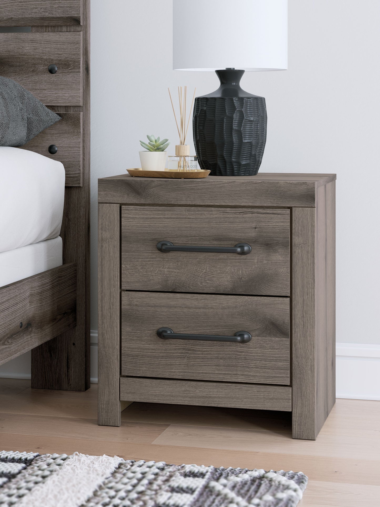 Graystorm - Brown Gray - Two Drawer Night Stand