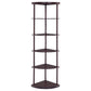 Bonwick - 5-Shelf Corner Bookshelf - Cappuccino