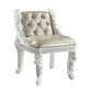 Vanaheim - Vanity Stool - Beige PU & Antique White Finish