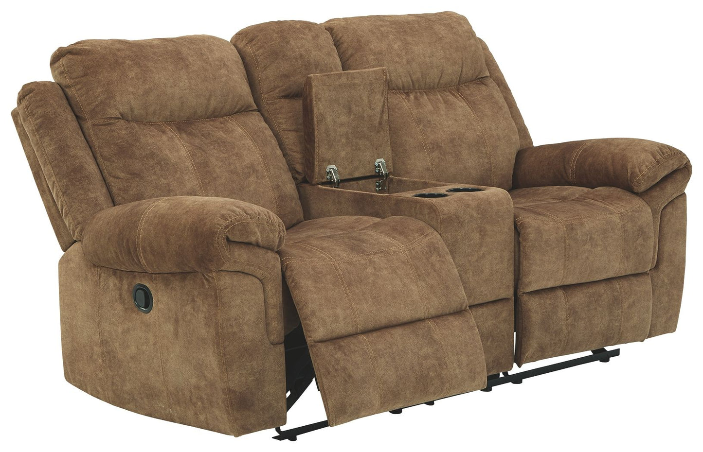 Huddle-up - Nutmeg - Glider Rec Loveseat W/Console