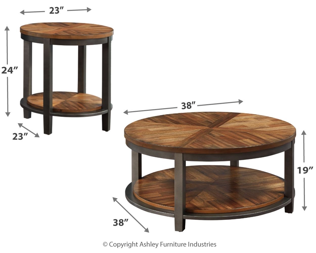 Roybeck - Light Brown / Bronze - Occasional Table Set (Set of 3)