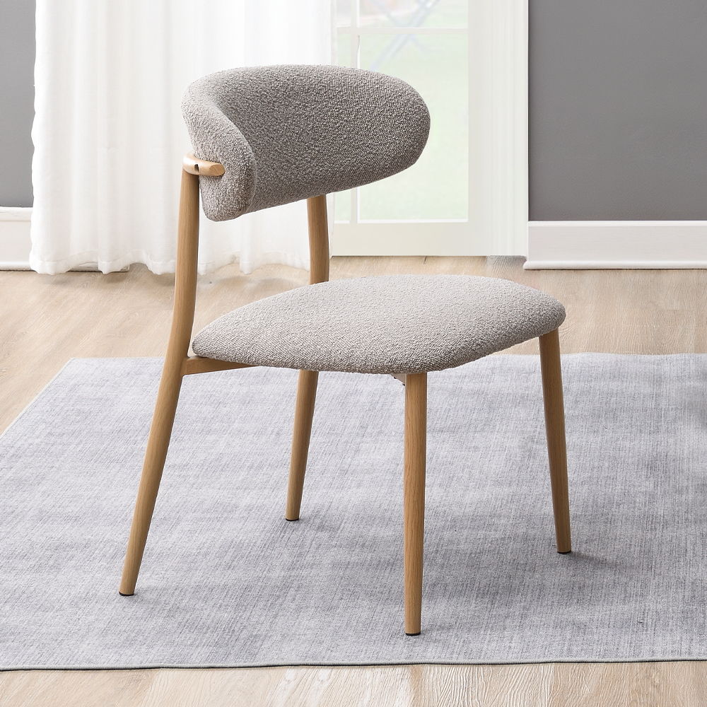 Kacey - Side Chair (Set of 2) - Gray Boucle & Natural Finish