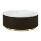 Clayten - Coffee Table - White Natural Marble Top & Espreeso Finish