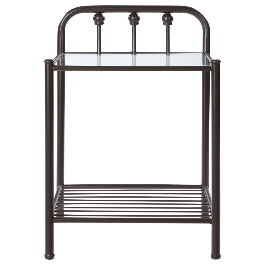 Livingston - Metal 1-Shelf Nightstand - Dark Bronze