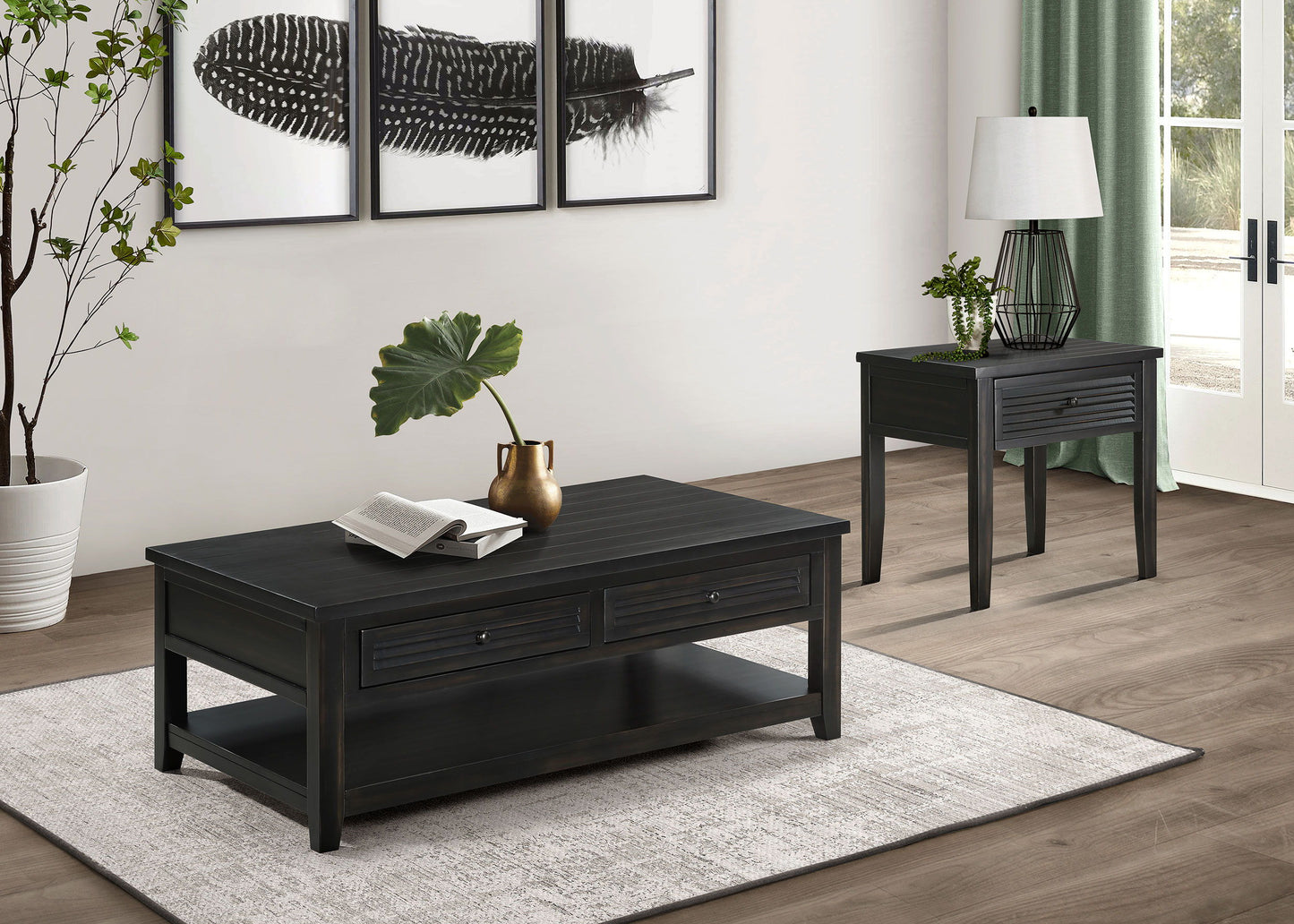 Concord - 2-Drawer Rectangular Coffee Table - Distressed Java