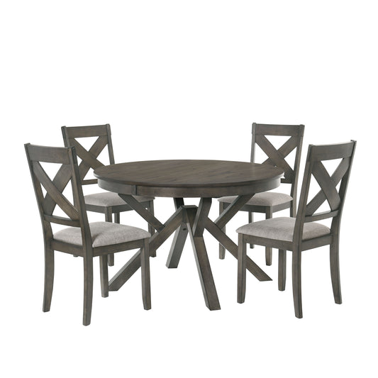 Gulliver - 5 Piece Dining Room Set (Round Dining Table & 4 Chairs) - Dark Brown