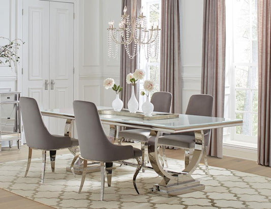 Antoine - Rectangular Glass Top Dining Table Set