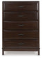 Vanmore - Dark Brown - Five Drawer Chest