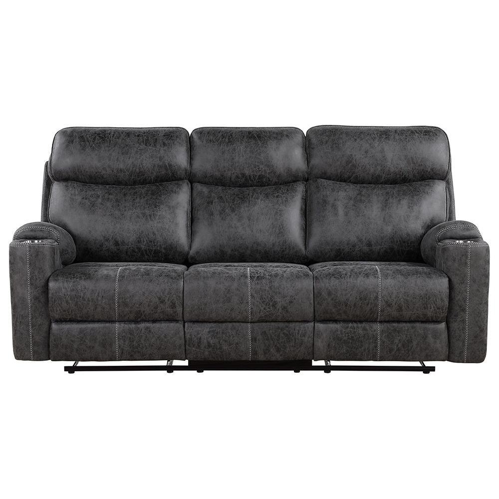 Hirah - Motion Sofa - Dark Gray Polish Microfiber