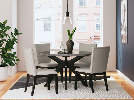 Glinari - Taupe / Black - 5 Pc. - Dining Room Table, 4 Side Chairs