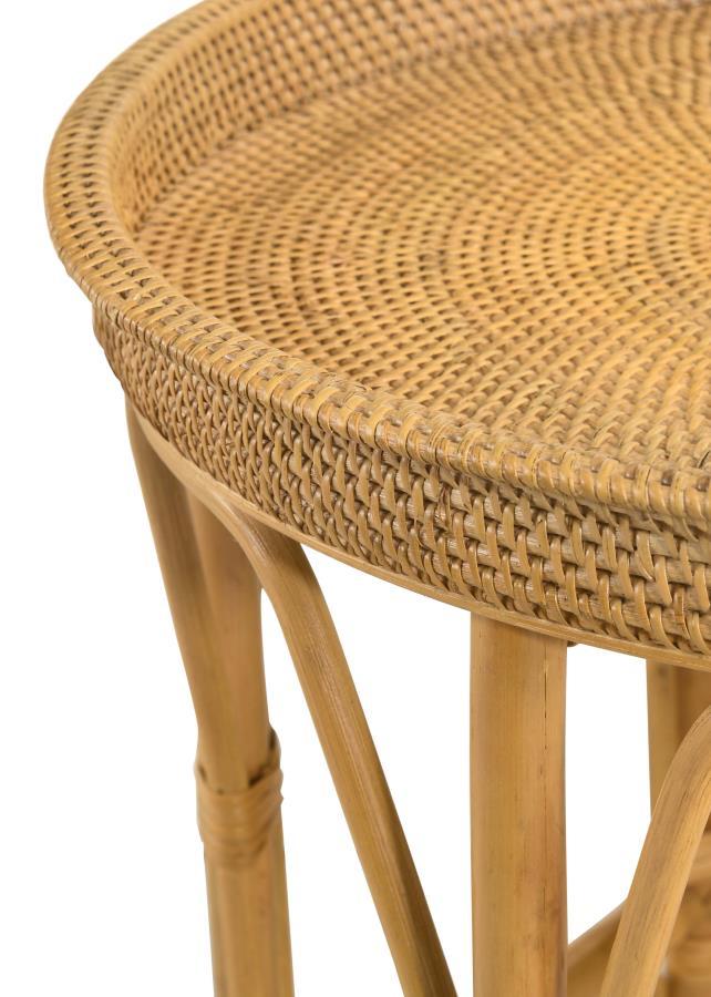 Antonio - Round Rattan Tray Top Accent Side Table