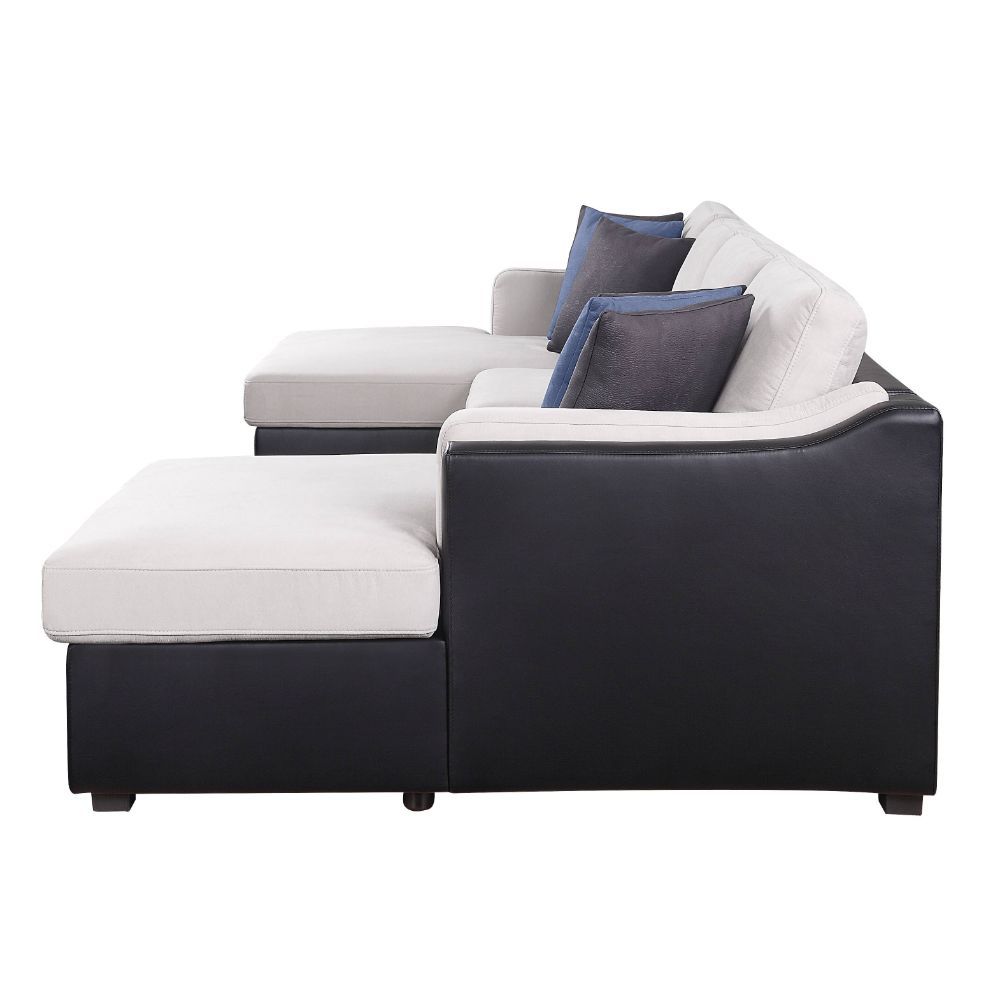 Merill - Sectional Sofa - Beige Fabric & Black PU