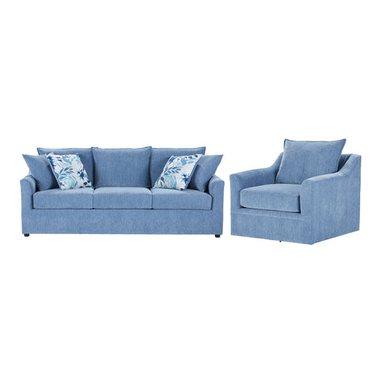 Sylvie - 2 Piece Living Room Set (Sofa & Chair) - Blue Slate