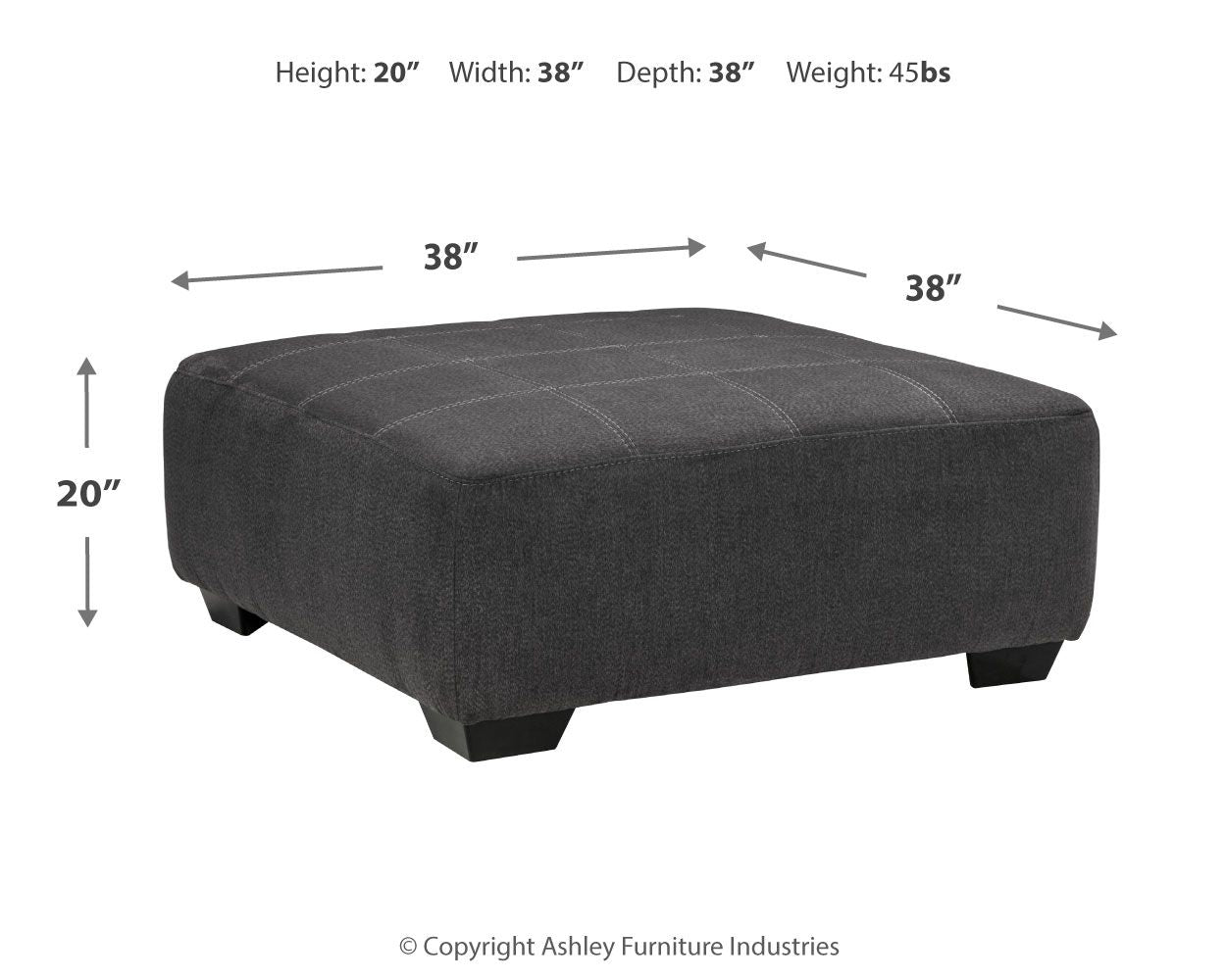 Ambee - Slate - Oversized Accent Ottoman