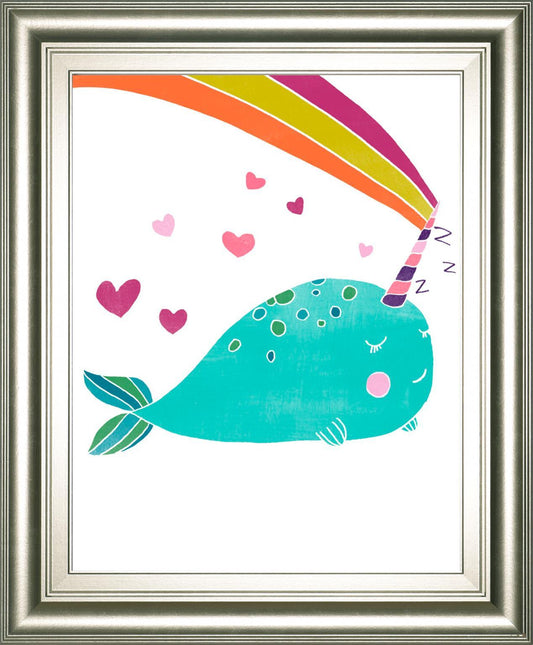 22x26 Happy Narwals III By June Erica Vess - Light Blue