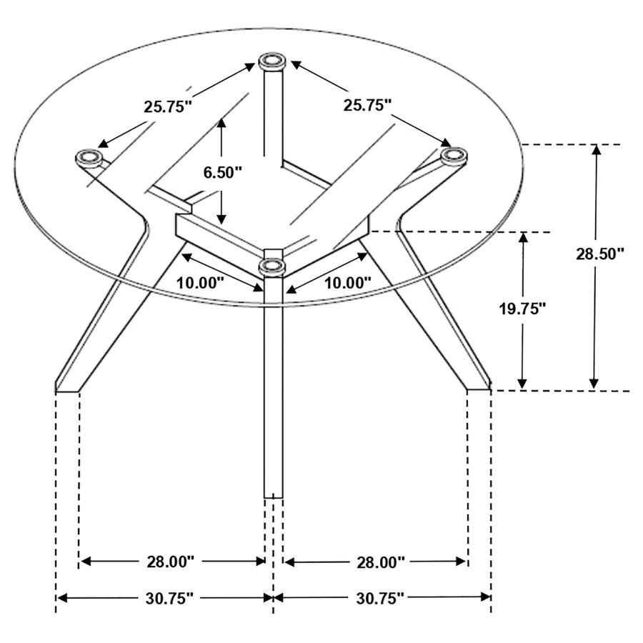 Paxton - 5 Piece Round Glass Top Dining Table Set - Nutmeg