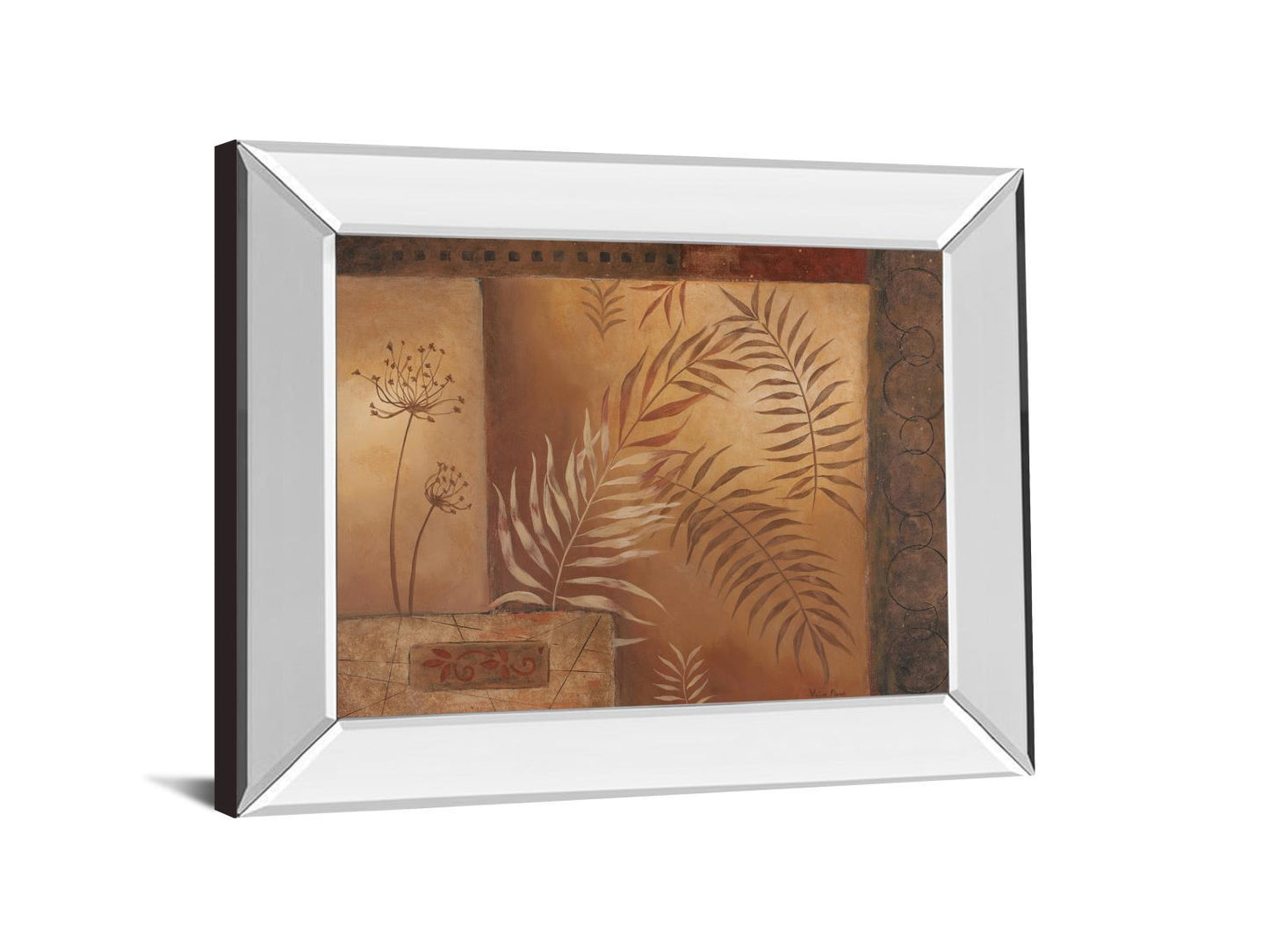 Modern Fern I By Vivian Flasch - Mirror Framed Print Wall Art - Red