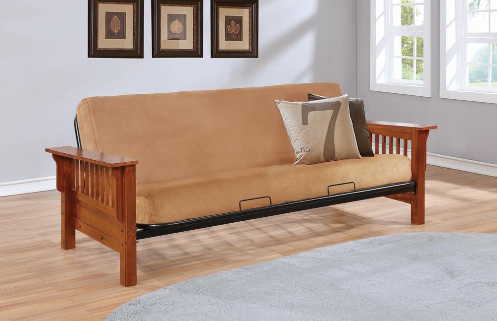 Futon Frame With Slat Detail - Light Brown