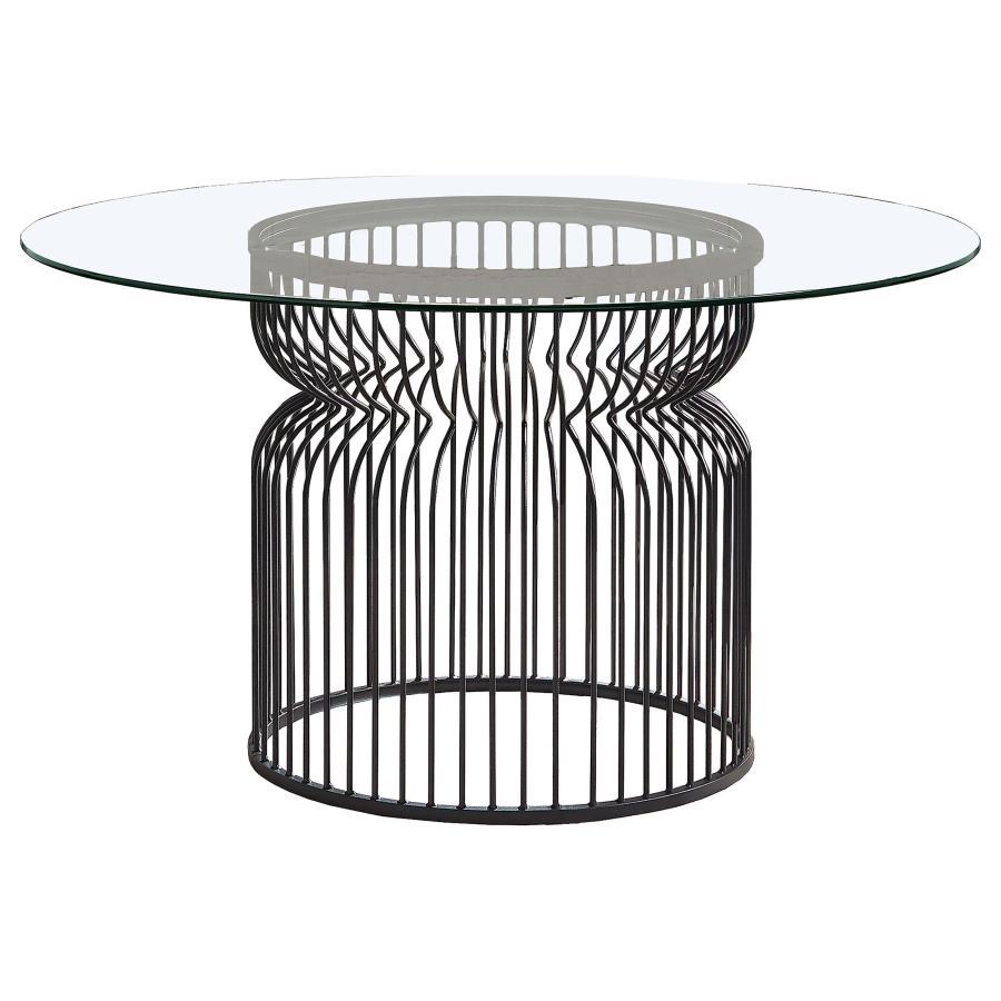 Granvia - Round Glass Top Metal Dining Table - Gunmetal