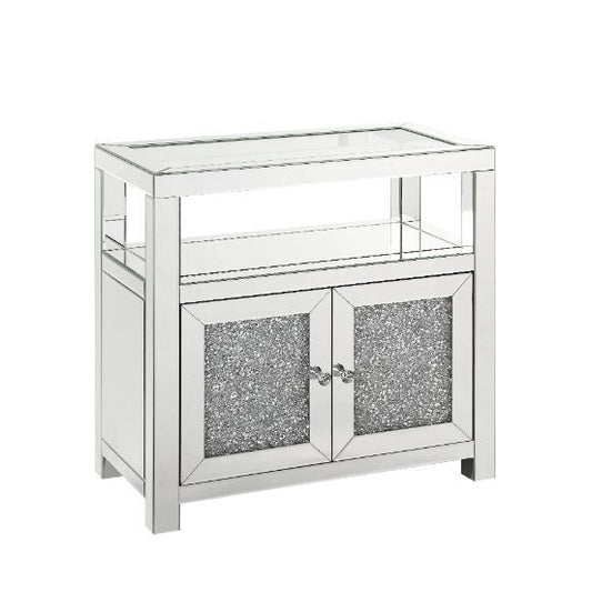 Noralie - Cabinet - Clear Glass, Mirroed & Faux Diamonds