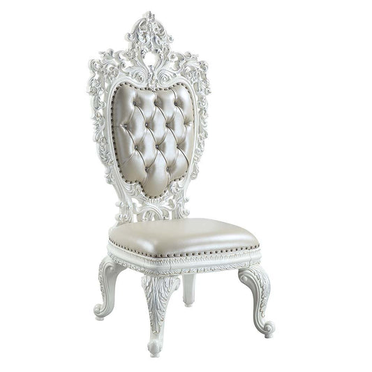 Vanaheim - Side Chair (Set of 2) - Beige PU & Antique White Finish