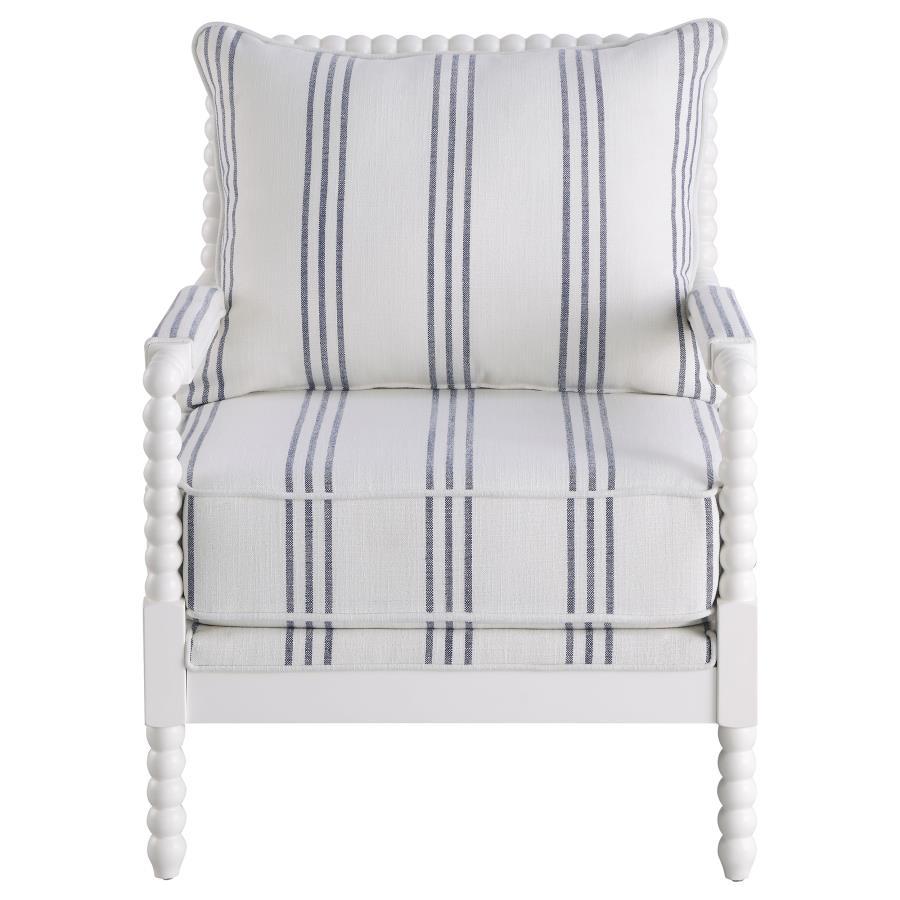 Blanchett - Upholstered Accent Chair With Spindle Accent - White And Navy