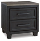 Foyland - Black / Brown - Two Drawer Night Stand