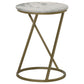 Malthe - Round Accent Table With Marble Top - White And Antique Gold