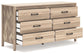 Battelle - Tan - Six Drawer Dresser