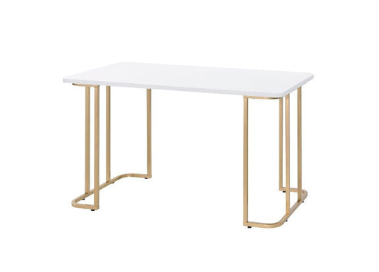 Estie - Writing Desk - White & Gold Finish