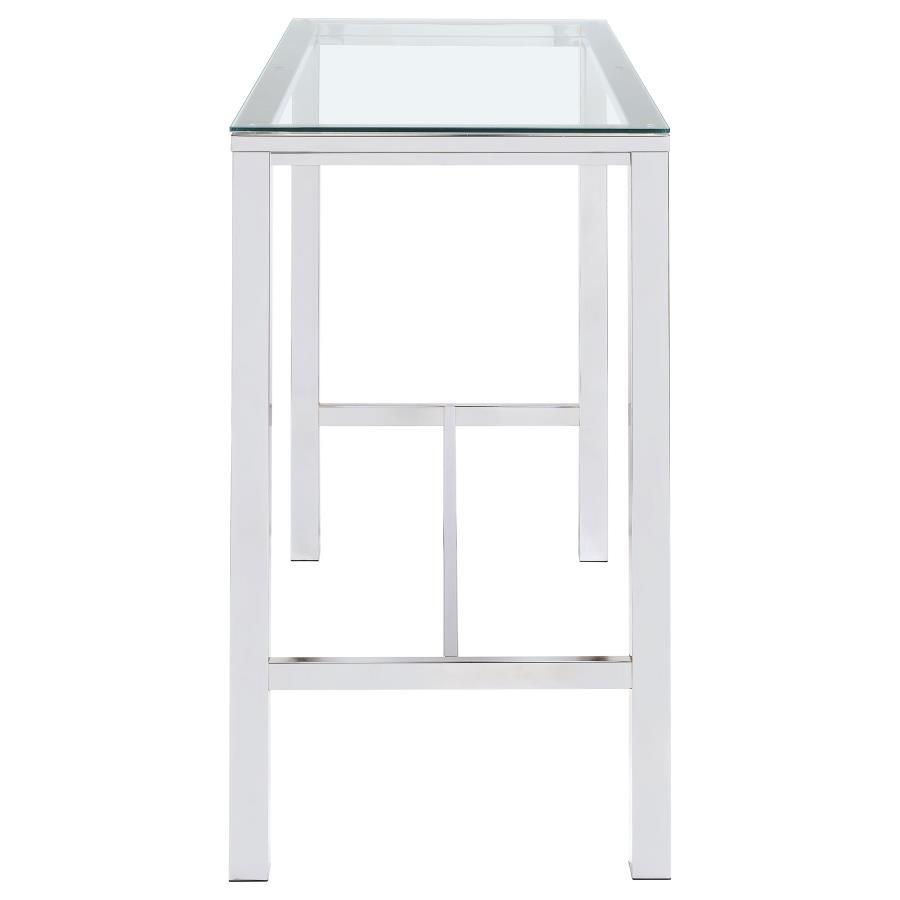 Tolbert - Rectangular Glass Top Pub Bar Table - Chrome