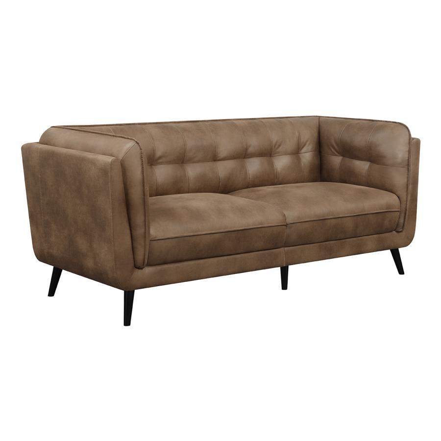 Thatcher - Upholstered Tuxedo Arm Tufted Sofa - Brown