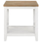 Hollis - Square Wood End Table With Shelf - Brown And White